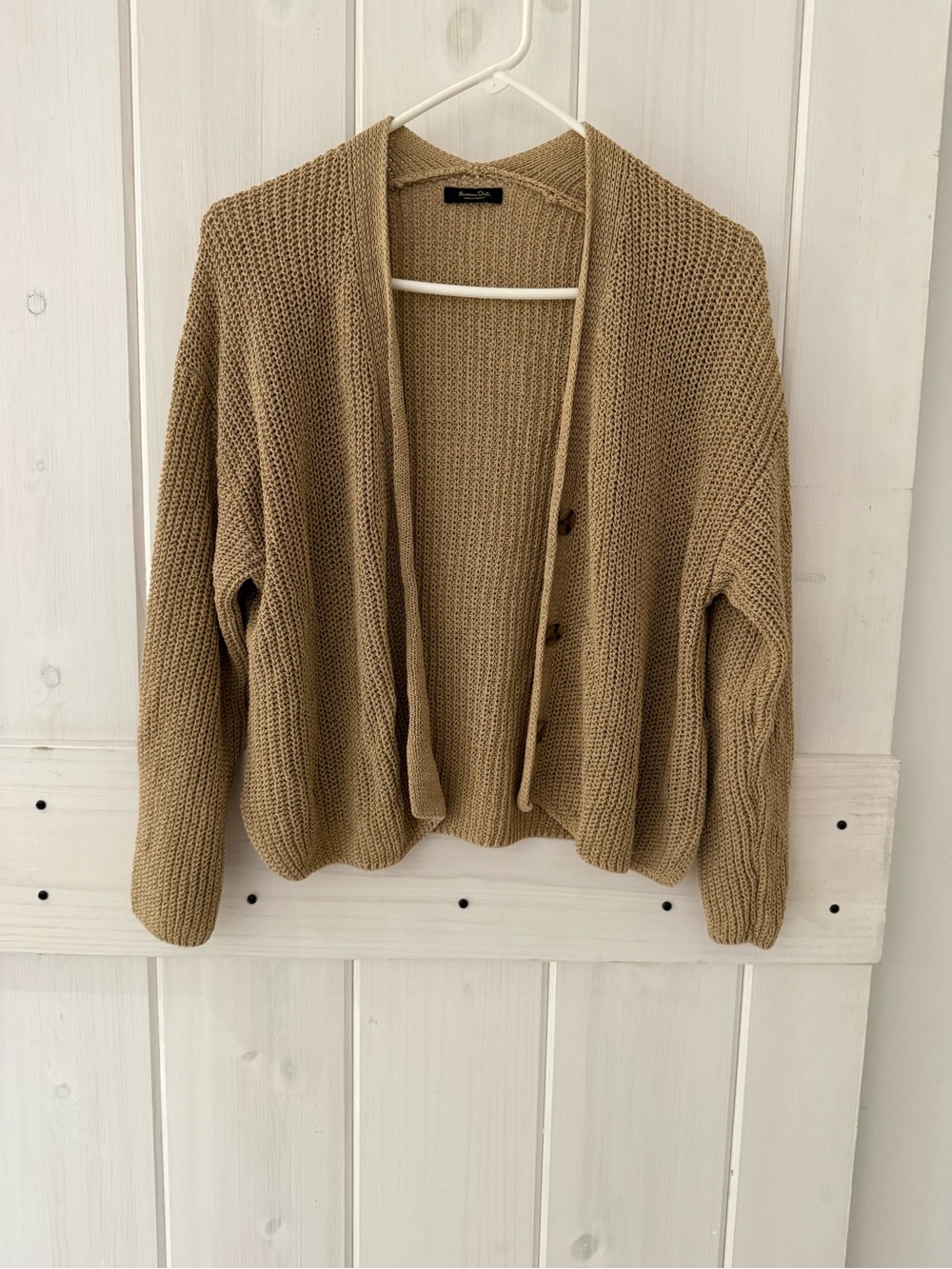 Massimo Dutti-Cozy Women's Knit Cardigan Sweater in Beige